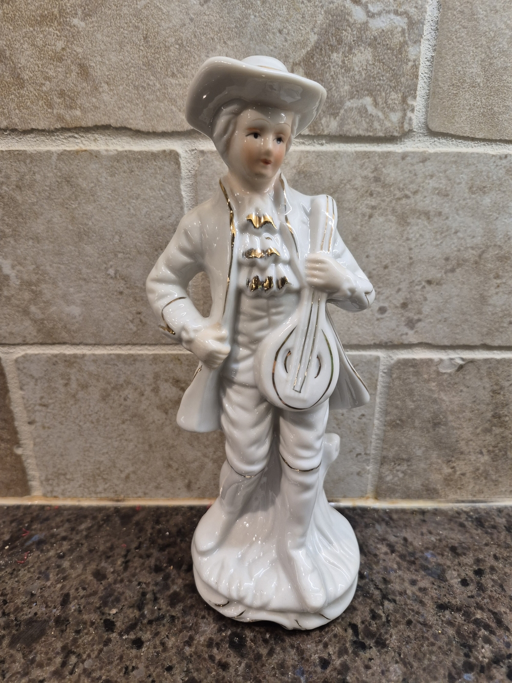 Vintage Porcelain Victorian Man Mandolin Figurine 18th Century Vintage Collector